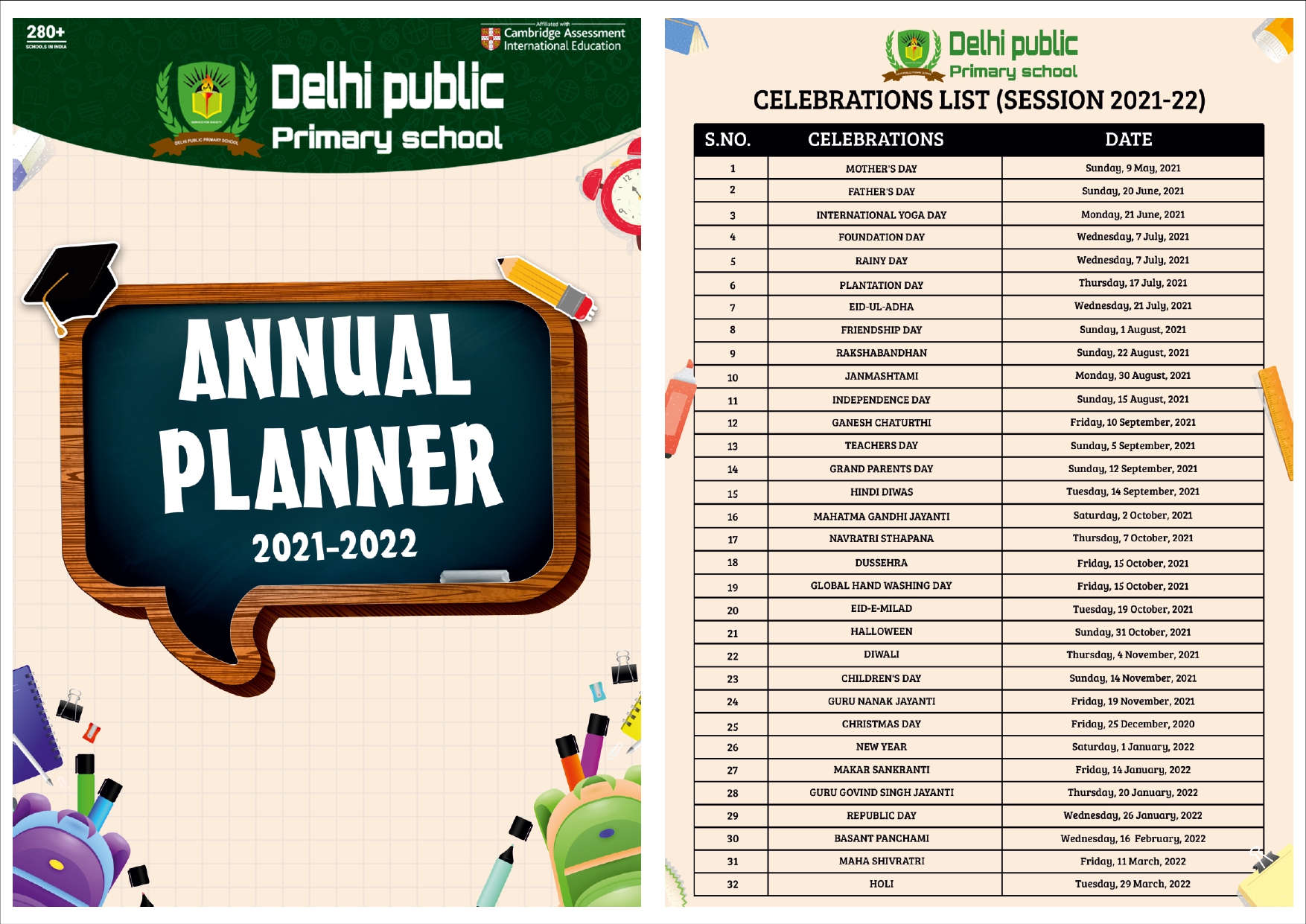 Academic Calendar | Delhi Public Primary School, Jodhpur | Dpps Jodhpur | Primary School In Jodhpur Rajasthan